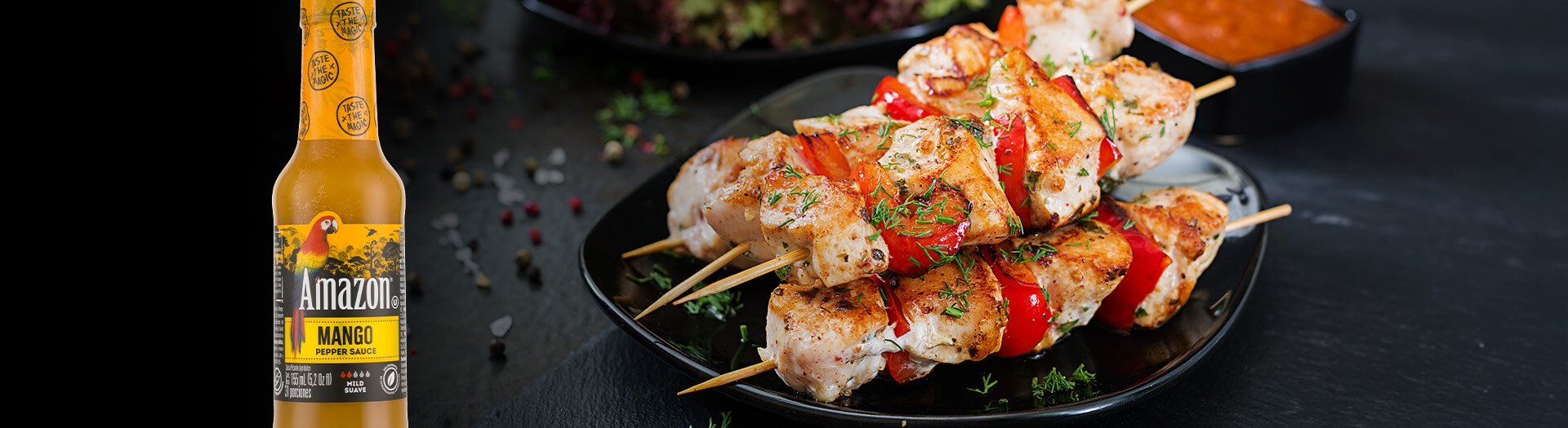 Pinchos de pollo con Amazon Mango